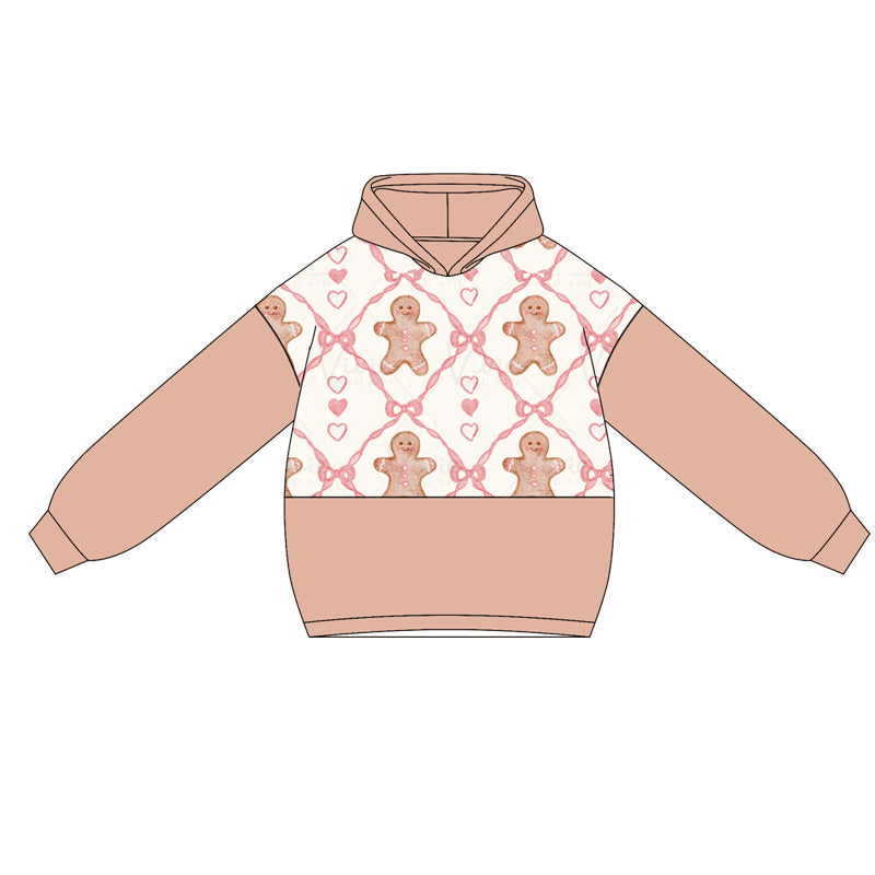 Baby Girls Peach Long Sleeves Hearts Gingerbread Hoodies Top Preorder