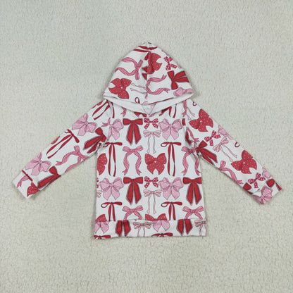 Sibling Baby Girls Kids Hearts Bows Zipper Romper Hoodie Shirt Set Valentine's Clothes RTS