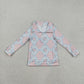 Baby Girl Long Sleeves Leopard Flower Bows Pockets Sibling Yoga Active Zipper Pullover Tops RTS