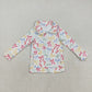 Baby Girl Long Sleeves Leopard Flower Bows Pockets Sibling Yoga Active Zipper Pullover Tops RTS
