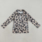 Baby Girl Long Sleeves Leopard Flower Bows Pockets Sibling Yoga Active Zipper Pullover Tops RTS