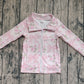 Baby Girl Long Sleeves Floral Bows Zipper Pockets Yoga Active Pink Shirt Tops RTS