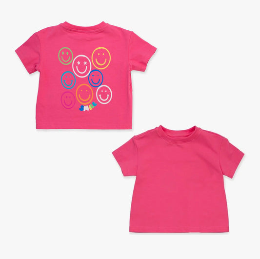 ( Moq 5 ) Preorder Baby Girl Toddler Short Sleeves Smile Pink Shirt Tops