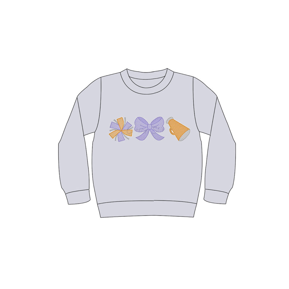 ( Moq 5 ) Preorder Baby Girl Long Sleeves  Bows Cheer Team Shirt Tops