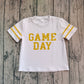 Baby Girl Short Sleeves Game Day Yellow Team Cheer Vinyl Shirt Yoga Active Tops RTS
