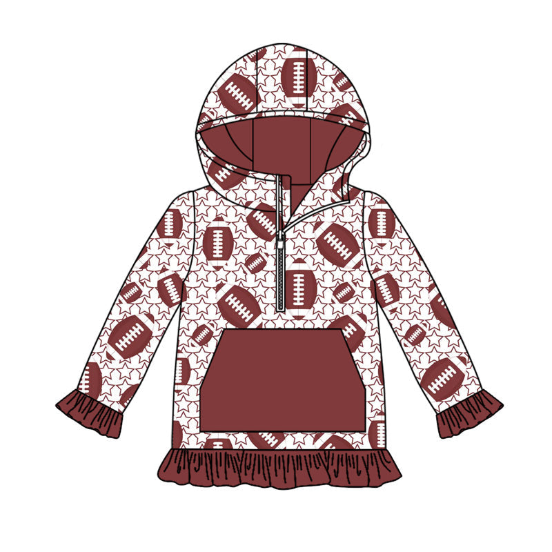 ( Moq 5 ) Preorder Baby Girl Long Sleeves Football Stars Hoodie Pocket Shirt Tops