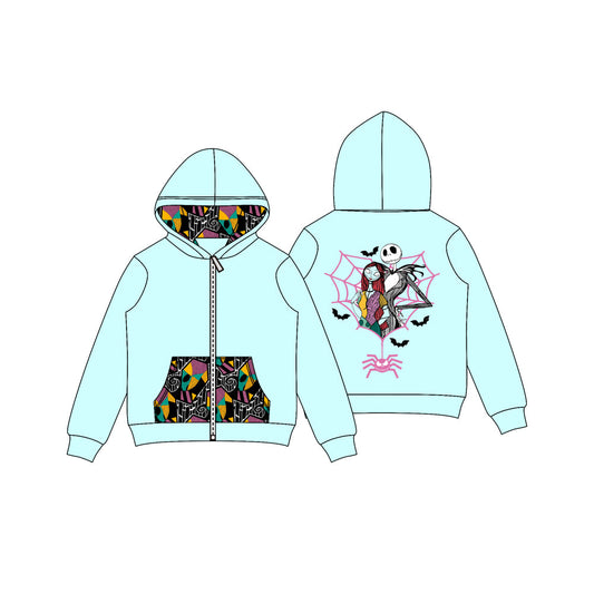 ( Moq 5 ) Preorder Baby Girl Long Sleeves Cartoon Halloween Hoodie Zipper Pockets Tops