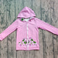Baby Girl Pink Long Sleeves Green Face Christmas Hoodie Zipper Pockets Tops RTS