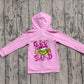 Baby Girl Pink Long Sleeves Green Face Christmas Hoodie Zipper Pockets Tops RTS