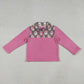 Sibling Baby Girl Pink Long Sleeves Bows Santa Zipper Fleece Pullover Christmas Shirt RTS