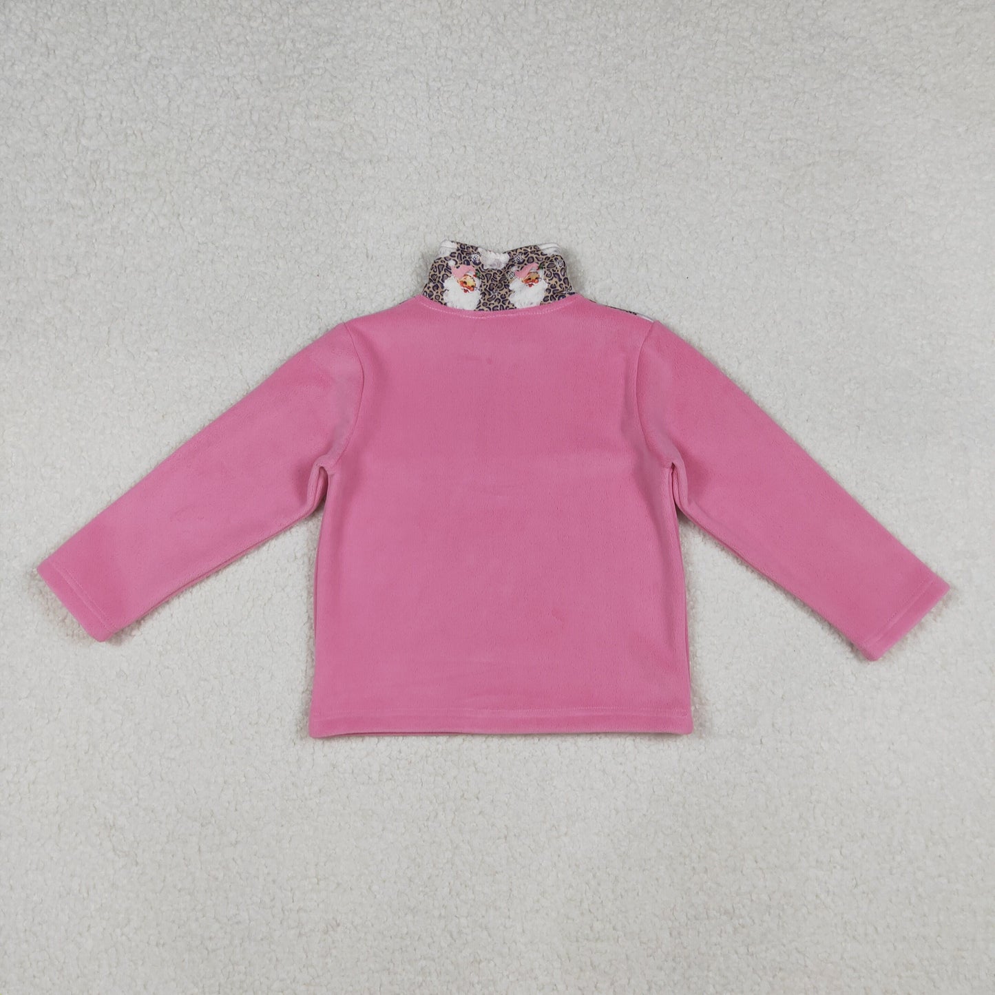 Sibling Baby Girl Pink Long Sleeves Bows Santa Zipper Fleece Pullover Christmas Shirt RTS