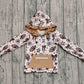 Baby Girl Long Sleeves Flower Bows Football Pocket Zipper Hoodie Shirt Tops RTS