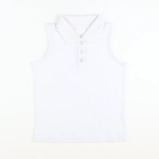 ( Moq 5 ) Preorder Baby Girl Toddler Sleeveless Yoga Active White Buttons Shirt