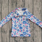 Girls Kids Long Sleeves Flower Shirt Zipper Pockets Yoga Active Tops RTS