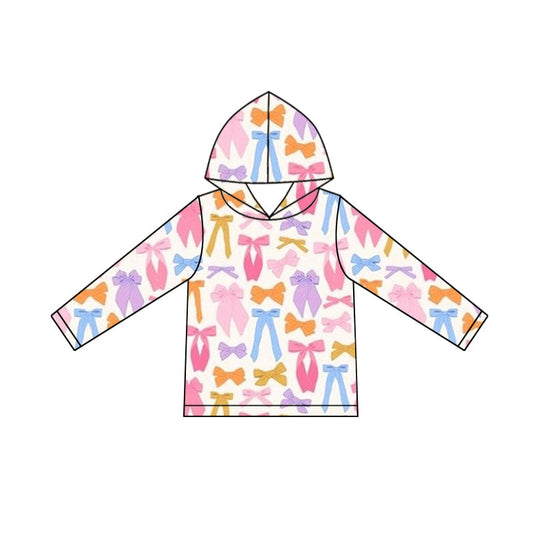 ( Moq 5  ) Girls Kids Long Sleeves Colorful Bows Hoodie Pullover Shirt Tops