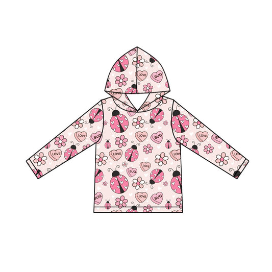( Moq 5  ) Girls Kids Long Sleeves Flower Hearts Valentine's Day Hoodie Shirt