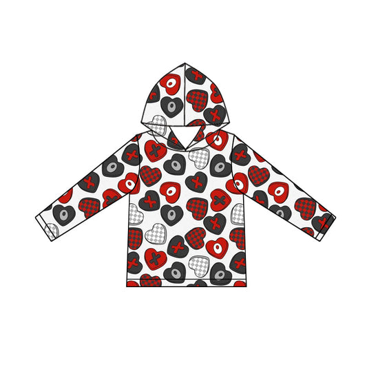 ( Moq 5  ) Girls Kids Long Sleeves Hearts Valentine's Day Hoodie Shirt Tops