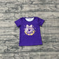 Girls Kids Purple Short Sleeves Donut Bow Mardi Gras Tee Shirt RTS