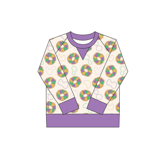 ( Moq 5 ) Preorder Girls Kids Long Sleeves Donuts Mardi Gras Yoga Active Shirt Tops