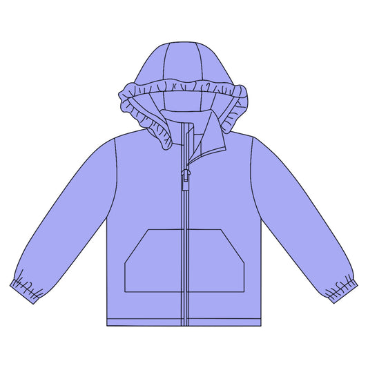 ( Moq 5 ) Preorder Girls Kids Purple Long Sleeve Pockets Zipper Hoodie Cardigan Tops