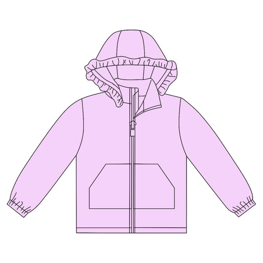 ( Moq 5 ) Preorder Girls Kids Long Sleeves Pockets Zipper Purple Hoodie Cardigan Tops