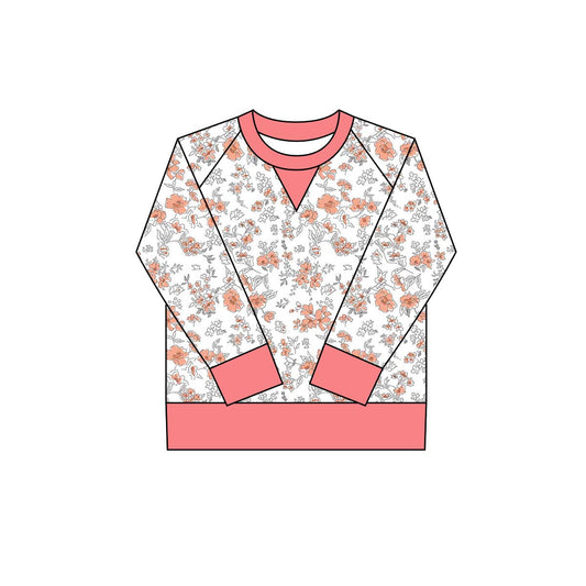 ( Moq 5 ) Preorder Girls Kids Long Sleeves Pink Flower Yoga Active Shirt Tops