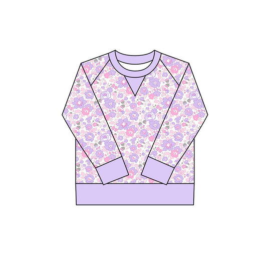 ( Moq 5 ) Preorder Girls Kids Long Sleeves Flower Purple Yoga Active Shirt Tops