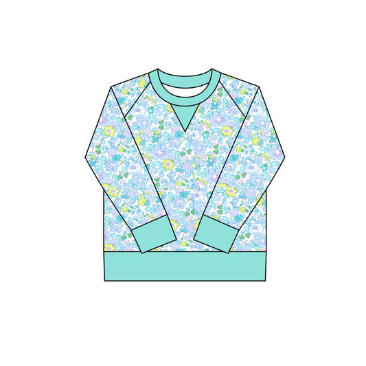 ( Moq 5 ) Preorder Girls Kids Long Sleeves Flower Green Yoga Active Shirt Tops