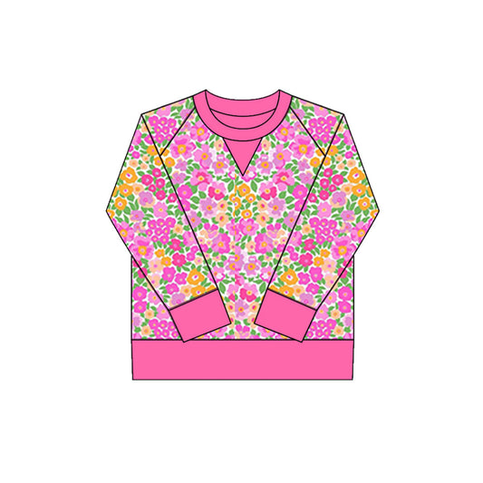 ( Moq 5 ) Preorder Girls Kids Long Sleeves Flower Hot Pink Yoga Active Shirt Tops