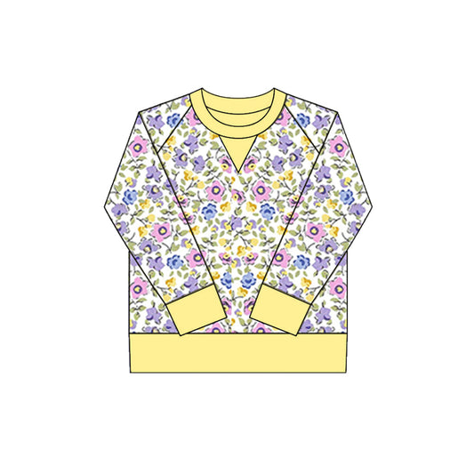( Moq 5 ) Preorder Girls Kids Long Sleeves Flower Yellow Yoga Active Shirt Tops