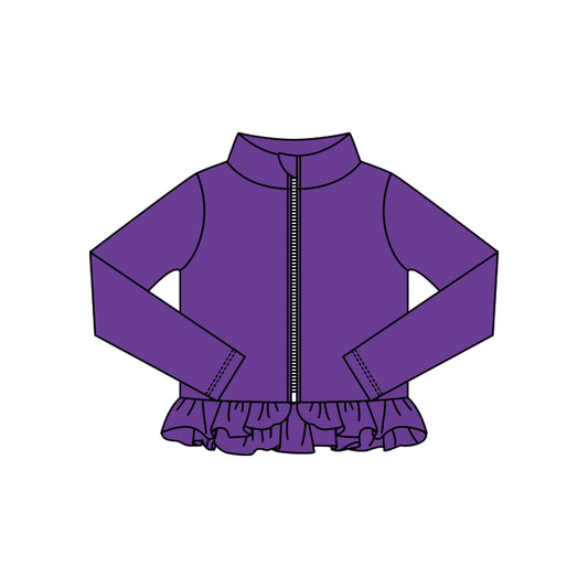 ( Moq 5 ) Preorder Baby Girls Kids Purple Long Sleeves Zipper Yoga Active Cardigan Tops