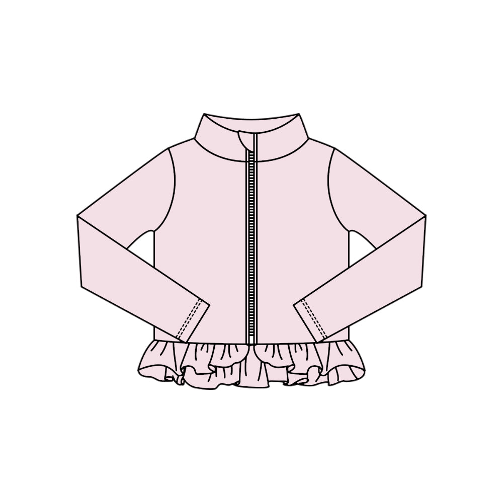 ( Moq 5 ) Preorder Baby Girls Kids Pink Long Sleeves Zipper Yoga Active Cardigan Tops