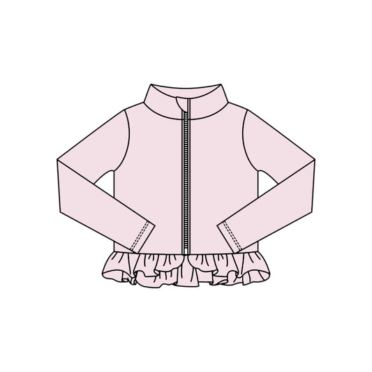 ( Moq 5 ) Preorder Baby Girls Kids Pink Long Sleeves Zipper Yoga Active Cardigan Tops