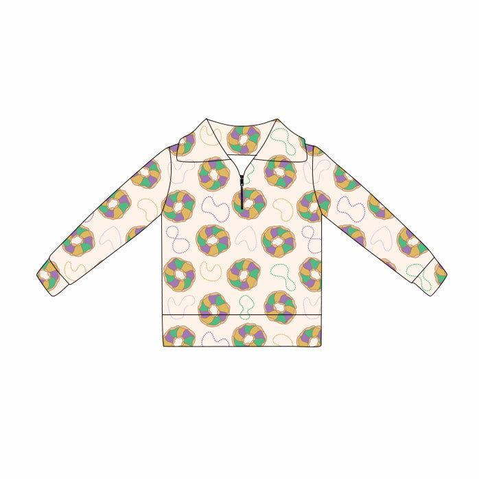 ( Moq 5 ) Preorder Baby Girls Long Sleeves Donuts Zipper Pullover Tops