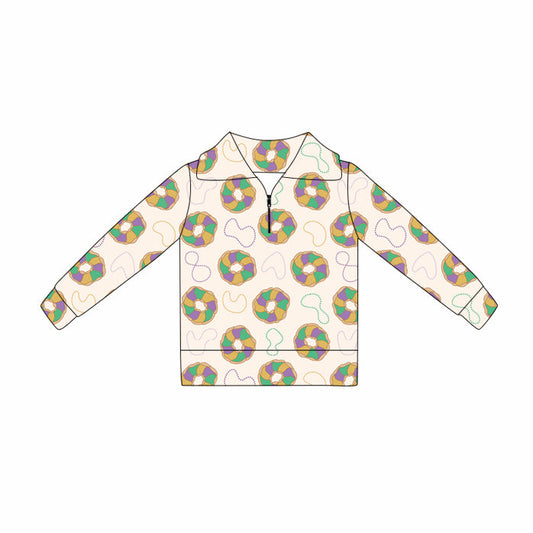 ( Moq 5 ) Preorder Baby Girls Long Sleeves Donuts Zipper Pullover Tops