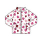 ( Moq 5 ) Preorder Baby Girls Hearts Dots Pockets Zipper Yoga Valentine Set Tops
