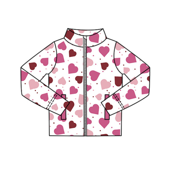 ( Moq 5 ) Preorder Baby Girls Hearts Dots Pockets Zipper Yoga Valentine Set Tops