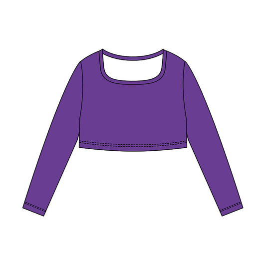 ( Moq 5 ) Preorder Baby Girls Purple Long Sleeves Yoga Active Shirt Tops