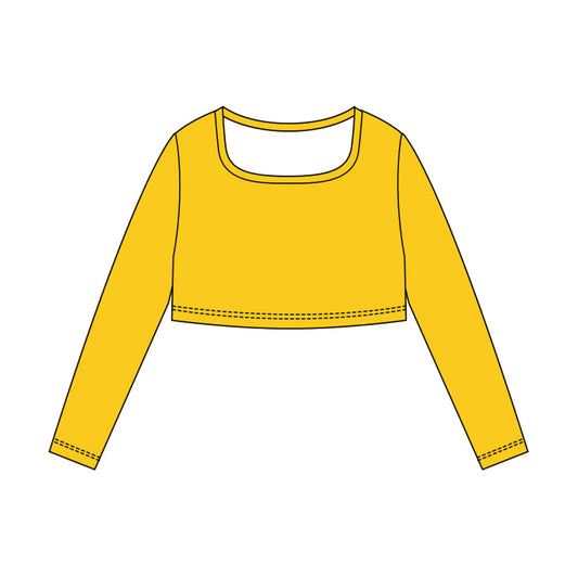 ( Moq 5 ) Preorder Baby Girls Yellow Long Sleeves Yoga Active Shirt Tops