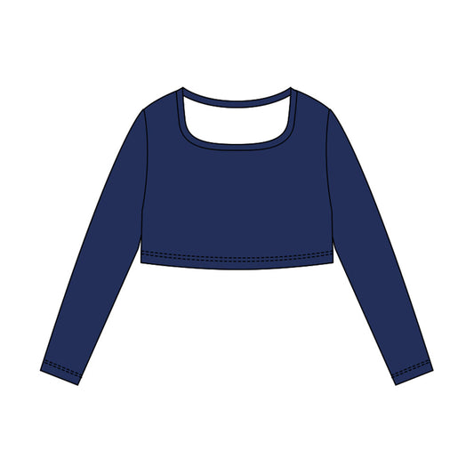 ( Moq 5 ) Preorder Baby Girls Navy Long Sleeves Yoga Active Shirt Tops