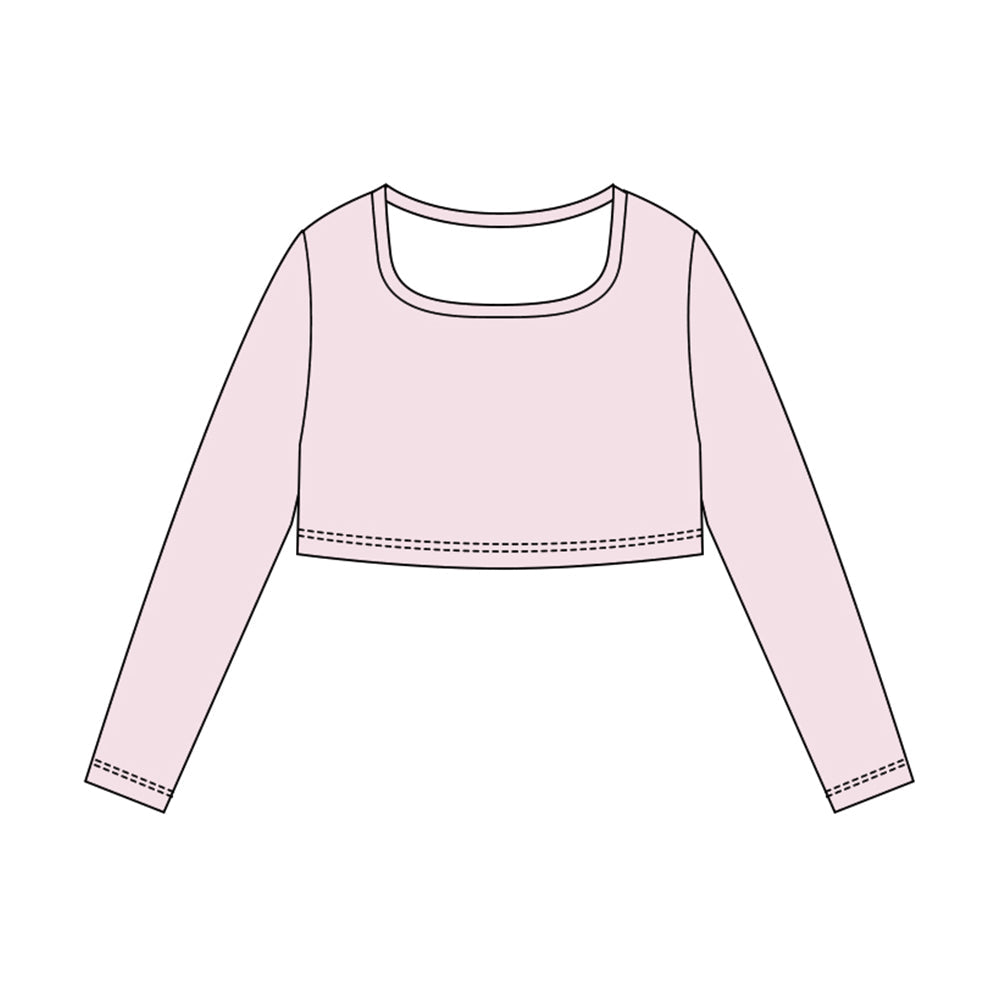 ( Moq 5 ) Preorder Baby Girls Pink Long Sleeves Yoga Active Shirt Tops
