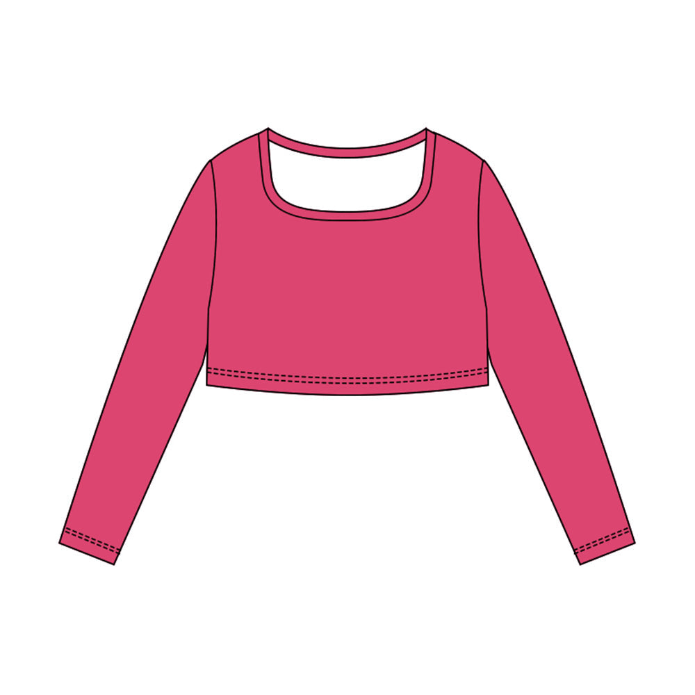 ( Moq 5 ) Preorder Baby Girls Long Sleeves Yoga Active Pink Shirt Tops