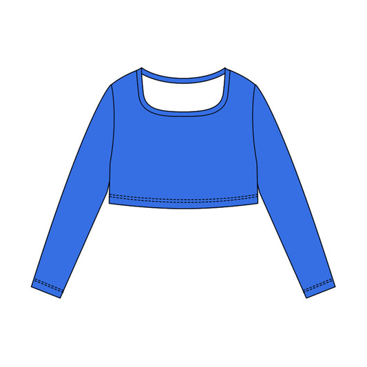 ( Moq 5 ) Preorder Baby Girls Long Sleeves Blue Yoga Active Shirts Tops