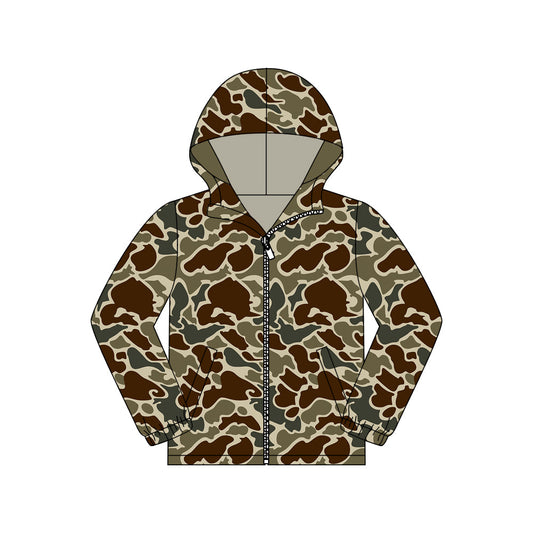( Moq 5 ) Preorder Adult Men Camo Long Sleeves Pockets Zipper Hoodie Jacket Coat Tops