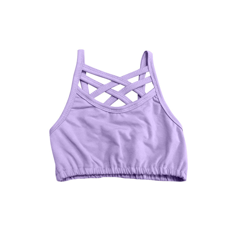( Moq 5 ) Preorder Baby Girls Kids Sleeveless Yoga Purple Vest Tops