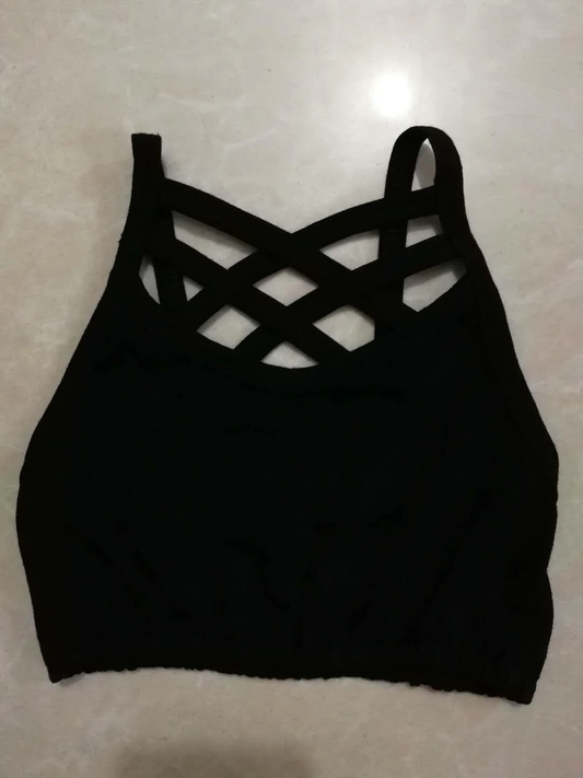 ( Moq 5 ) Preorder Baby Girls Kids Sleeveless Yoga Black Vest Tops