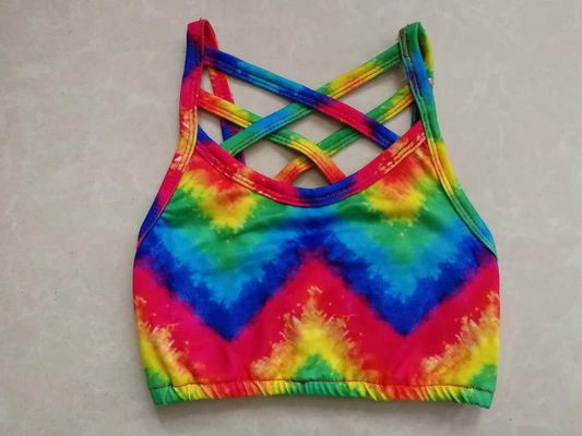 ( Moq 5 ) Preorder Baby Girls Kids Sleeveless Yoga Tie Dye Vest Tops