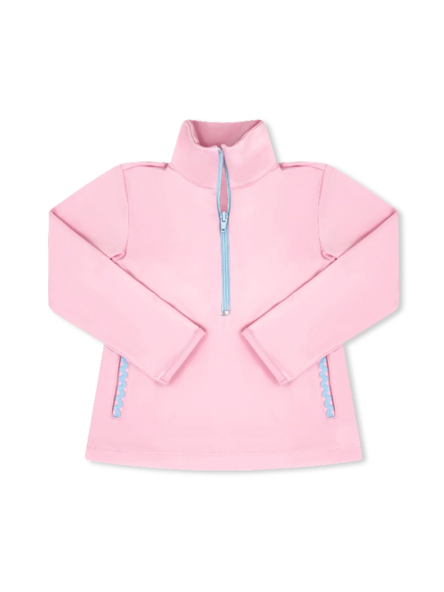 ( Moq 5 ) Preorder Baby Girls Pink Long Sleeves Pockets Zipper Yoga Pullover Shirt Tops