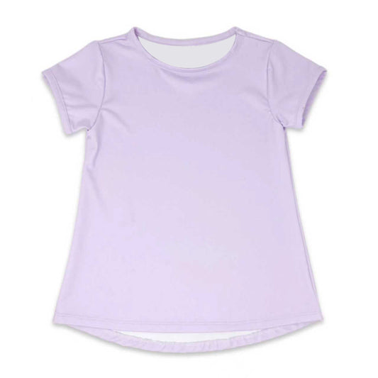 ( Moq 5 ) Preorder Baby Girls Purple Short Sleeves Yoga Shirt Tops