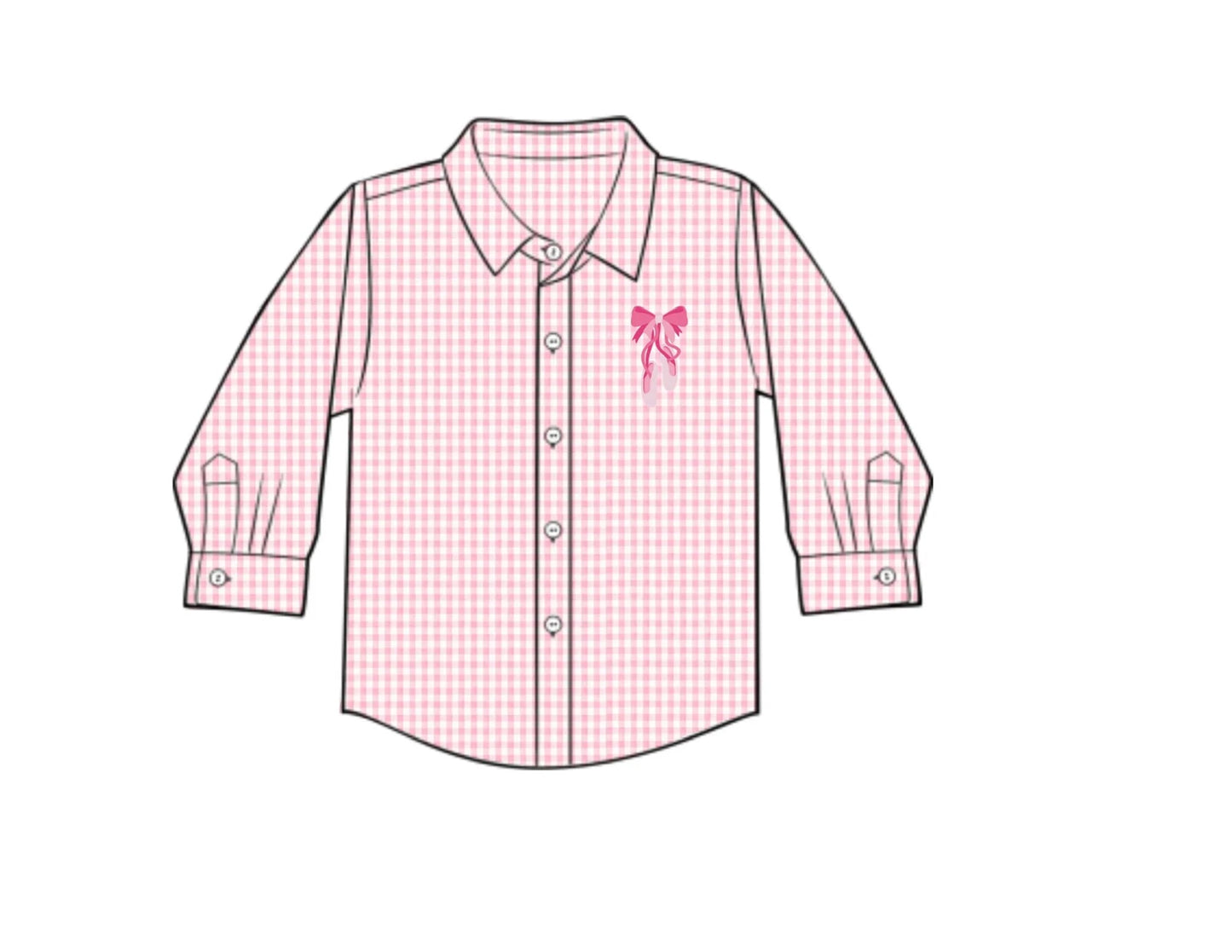 ( Moq 5 ) Preorder Baby Girls Kids Long Sleeves Bows Plaid Buttons Shirt Tops